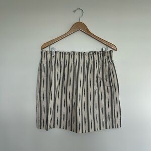 J. Crew Mini Pencil Skirt Tribal Print‎ Elastic Waist Pull On Size 14